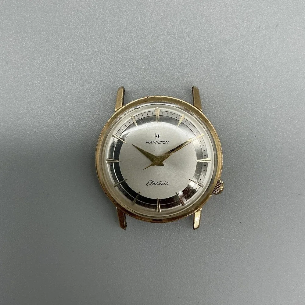Vintage Hamilton Electric Mens Watch 32mm 10K RGP For Parts Repair Not Running